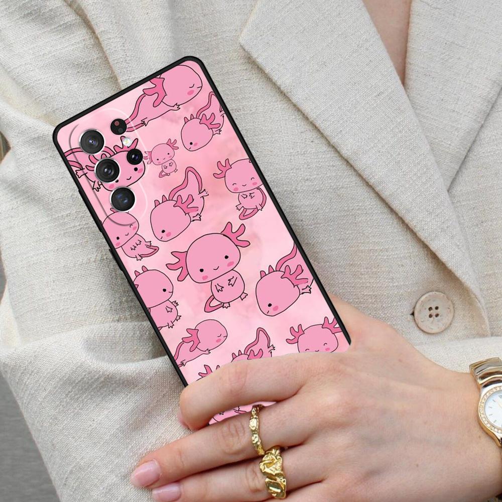 kawaii axolotl pattern Cell Phone Case for Samsung Galaxy S26 Ultra S25 S24 S23 S22 S21 S20 Note10 Cover