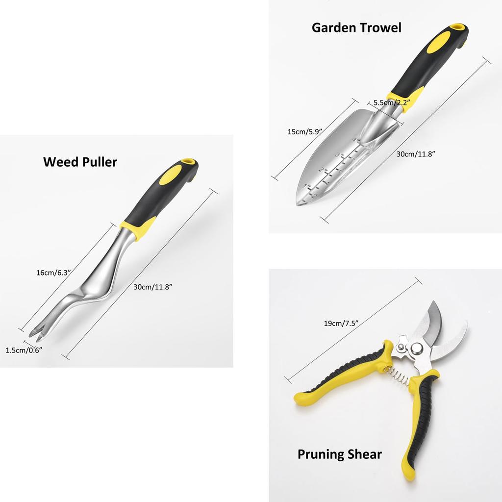 6Pcs Garden Tool Set Garden Shovel Transplant Trowel Hand Rake Weed Puller Garden Fork Pruning Shear for Planting Weeding