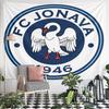 FC Jonava 1946 Football Club White Swan Crest Wall Tapestry Navy Round Emblem Fan Decor for Bedroom Gift