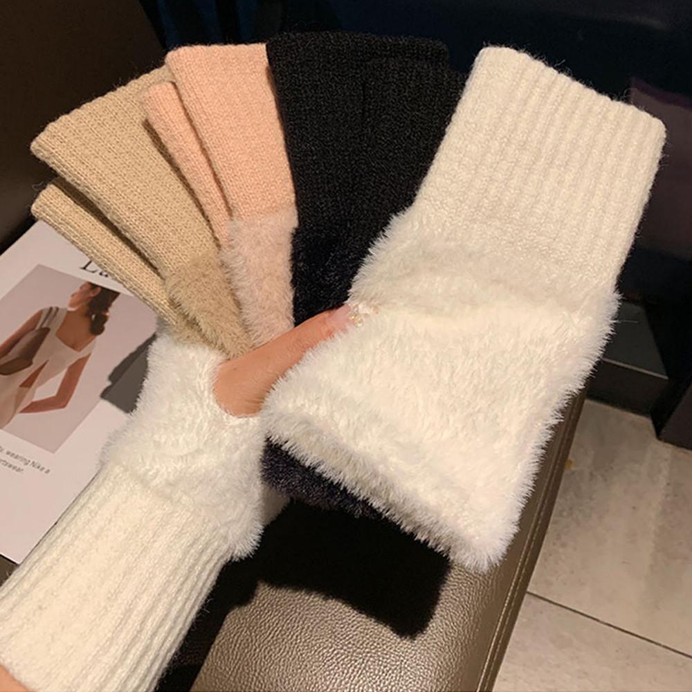 Xiaomi 1pair/2pcs Winter Women Plush Gloves, Windproof and Warm, Convenient for Indoor Work,Writing, Fashionable Daily Commuting Items