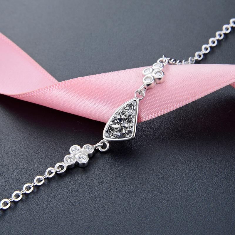 Lindon Women Zircon 925 Sterling Silver Jewelry Geometric Bead Chain Link Bracelet Fashion Fine Wedding Gift for Girlfriend