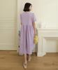 Ppaeppae V-Neck Fine Pleated Medium-Length Linen Dress