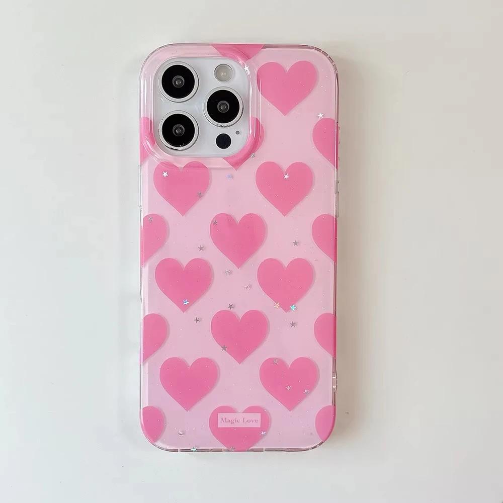 Korean INS Pink Blue HeartsPhone Case for Samsung Galaxy A37 A57 A17 A07 A56 A36 A26 A73 A55 A54 A53 A52 A34 A33 A23 A14 4G 5G