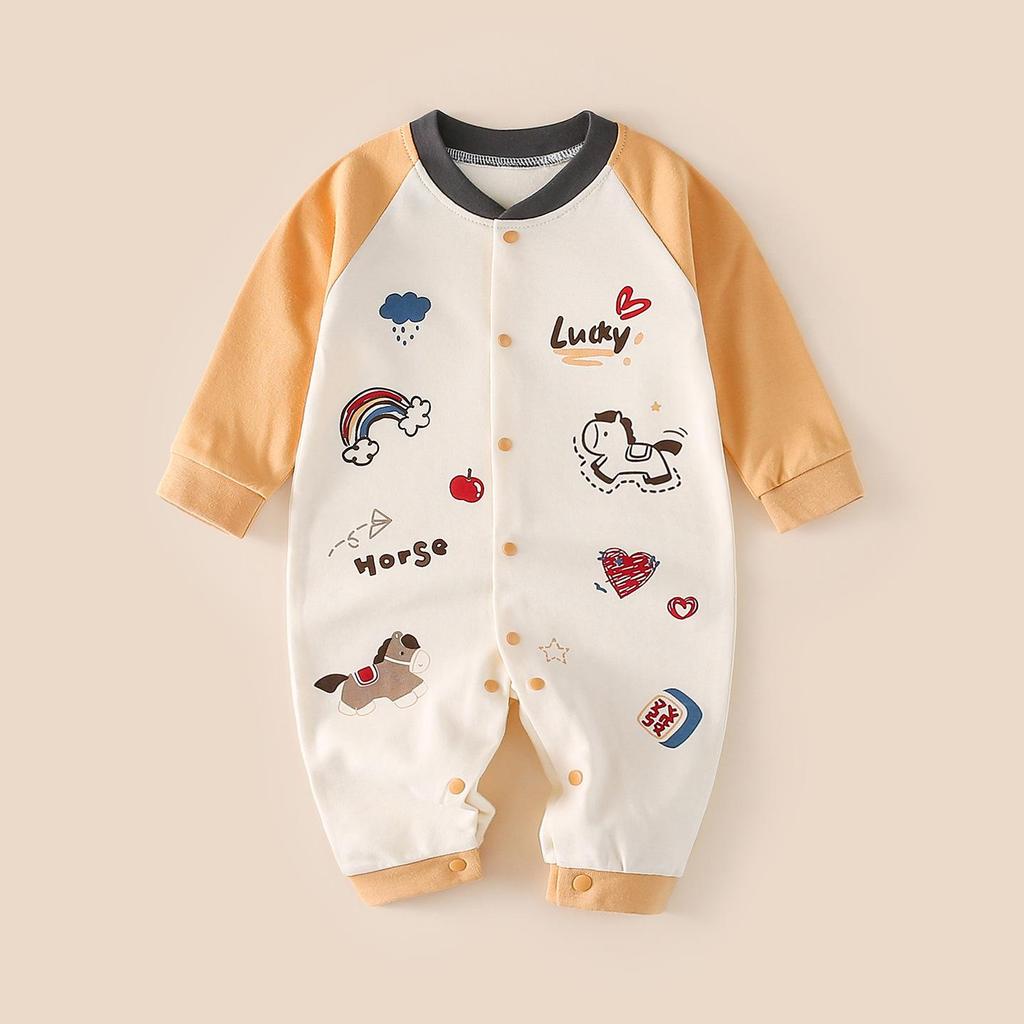 Unisex Cotton Baby Romper - Spring/Autumn Cartoon Onesie for Newborns