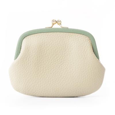 Blanc Pomme Dwukolorowy portfel z zapięciem ze skóry naturalnej, Damski, Kompaktowy, Kość słoniowa, bp-1090