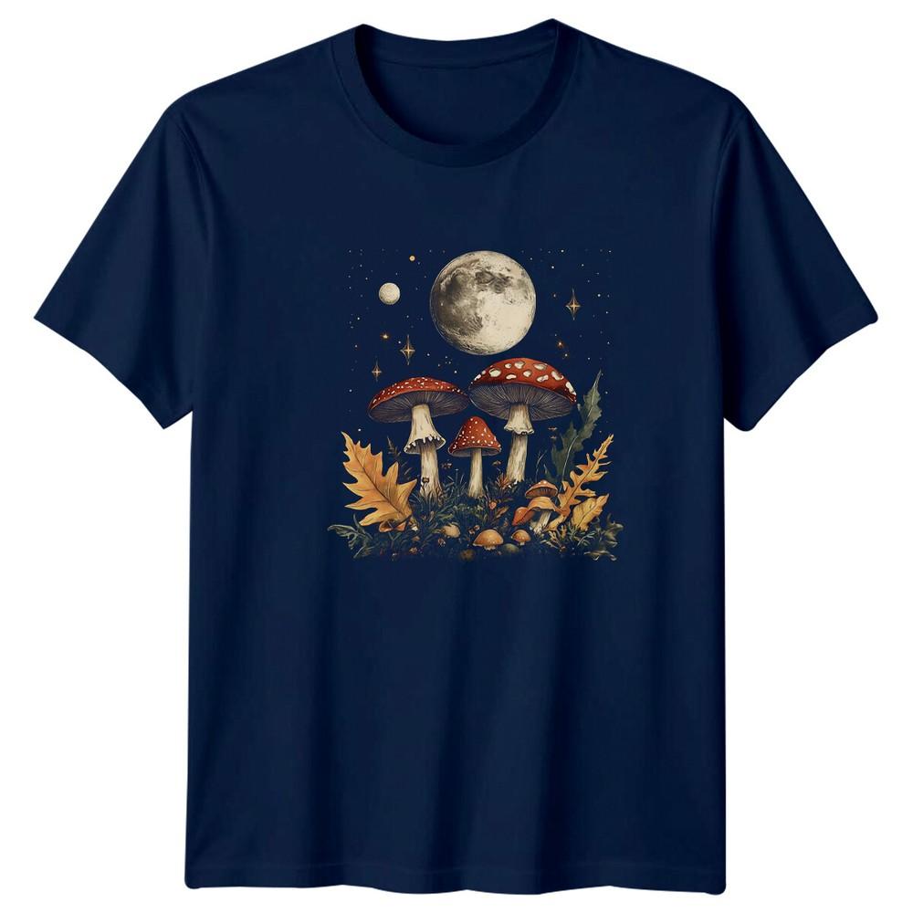 Lunar Mushroom Nature Graphic TShirt Full Moon Fungi Tee