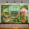 2D Watermelon Stand Backdrop, Summer Market Photography Background Banner