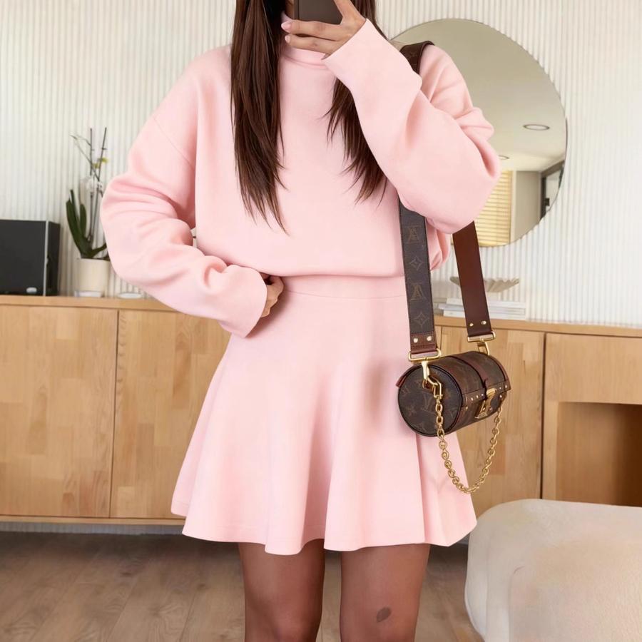 Neues Lässiges Urlaubsstil Langarm Mini-Kleid Set für Damen Herbst Winter