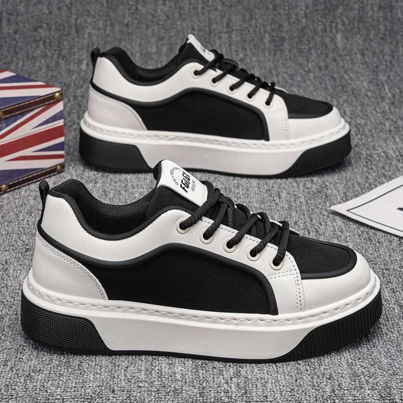 

Sneakers Casual Men Designer Board Shoes Fashion Microfiber Leather Canvas Breathable Height Increased Flat Platform Sport Shoes 39