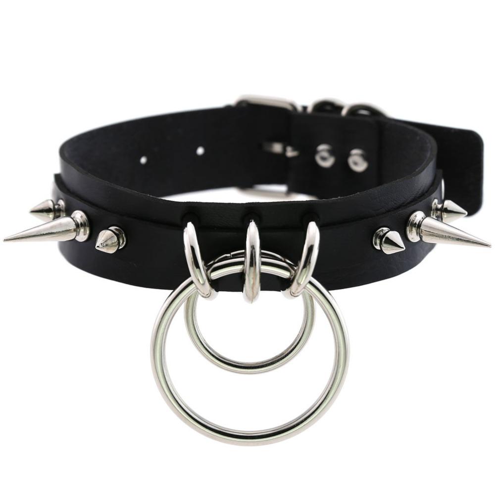 Punk Spike Metal Collar Girls Leather Harness Choker Necklace for Women Party Club Chockers Gothic Jewelry Harajuku 2019