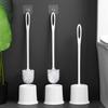 White Long Handle Toilet Brush with Base