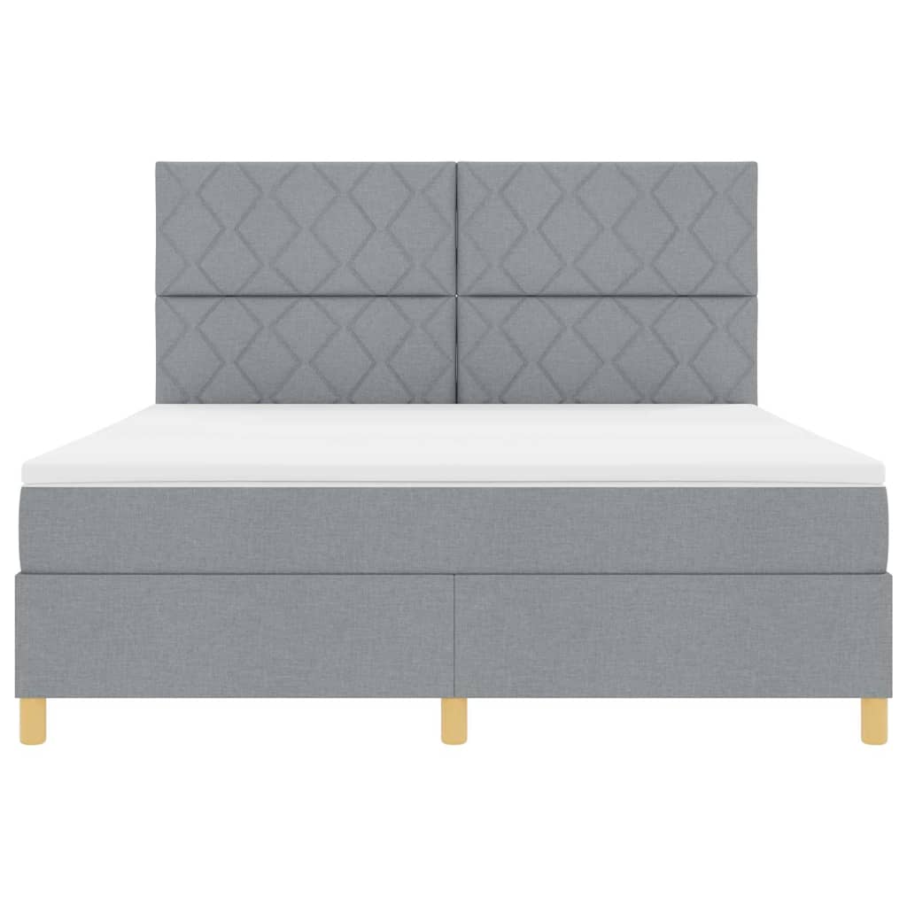 Box Spring Bed with Headboard Light Gray 180 x 200 cm Fabric