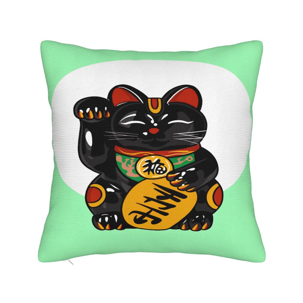 Maneki Neko Lucky Money Cat Pillow Case Soft Pillow Cover For Living Room Sofa Morden Pillowcases
