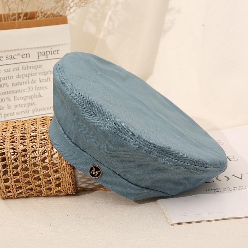 Women s Black Octagonal Beret Cap Summer Thin Style British Retro Korean Japanese Trendy M Logo Painter s Design M56-58cm синий