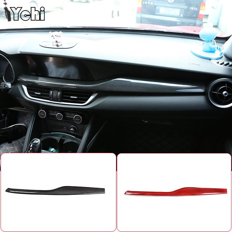 Carbon Fiber Style For Alfa Romeo Stelvio 2017-2020 Car Control Console Co-pilot Instrument Decorative Panel Interior Accessory