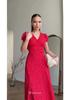 Elegantes Retro-Kurzarm-Taillenbetonendes Kleid für Damen, Frühjahr 2025