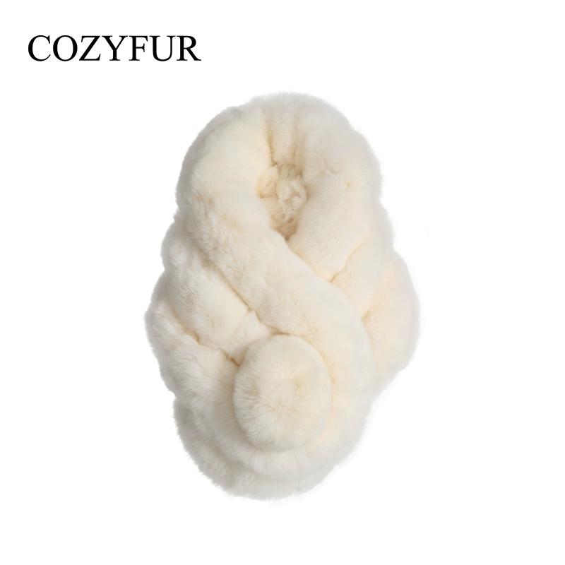 Rex Rabbit Hair Scarf Women's Autumn and Winter Korean Version Thickened Warm Plush Fur Scarf Mao Mao Collar Real Hair