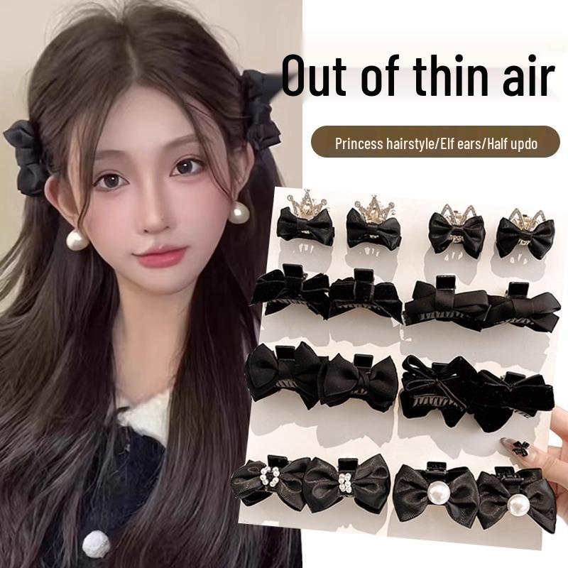 Black Elf Ear Bow Hair Claw Clip - Princess Style Hair Accessory