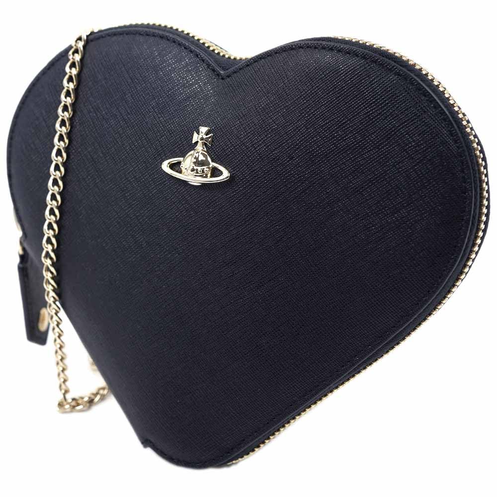 

Vivienne Westwood SAFFIANO NEW HEART CROSSBODY Shoulder BLACK x 52030007 L001N N403 Bag, GOLD, [Used] чорний