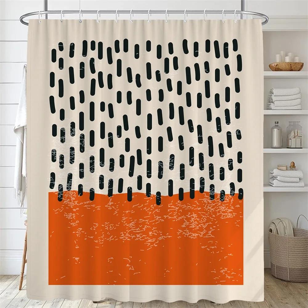 Bathroom Nordic Abstract Painting Shower Curtain Medieval Minimalist Art Polyester Fabric Shower Curtain 180 * 180CM with Hooks