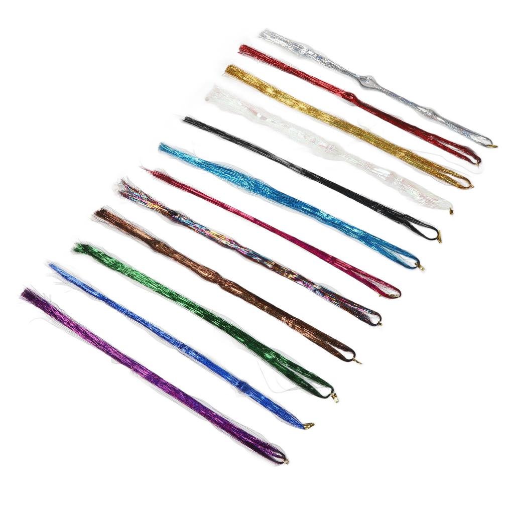 Colorful Hair Tinsel Extensions Kit PET Decoration Braiding Glittering Hair Tinsel Kit for Daily Life
