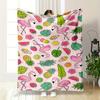 Tropical Flamingo & Fruit Pattern Flannel Blanket for Bedroom Living Room Sofa and Nap