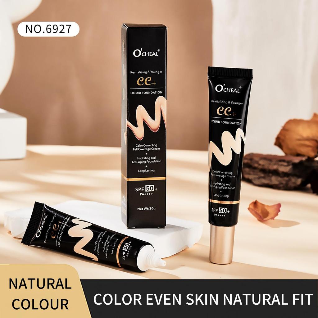Ocheal 30g BB/CC Sunscreen Cream SPF 50/PA+++ Facial Liquid Foundation Cream Anti-Aging Long Lasting Full Coverage Cream Powder