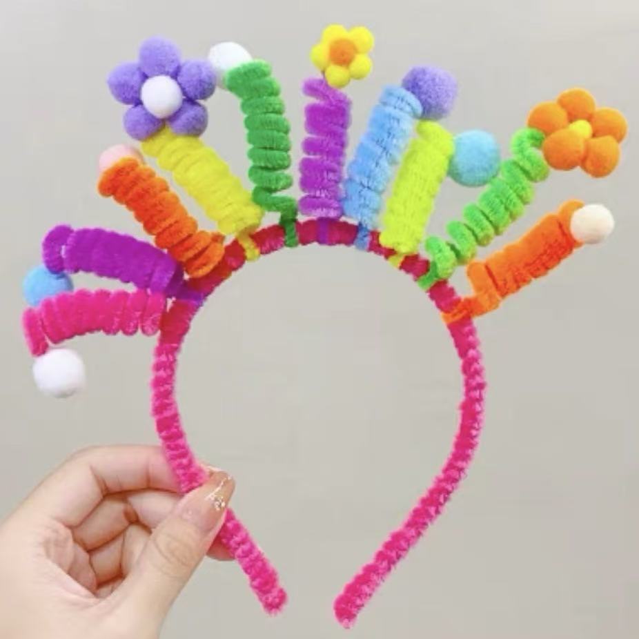 Fun Creative Flower Twist Stick Headband Colorful Grass Hairpin for Girls Accessory for Kids Birthday Party красный