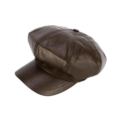 Lcate Women's Leather Newsboy Cap Octagonal Hunting Cap Fashion Hat LJN025