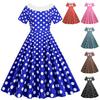 Z Summer Hot Sale Women's Clothing Crew Neck Short Sleeve Polka Dot Printing Retro Back Bow Pendulum Dress