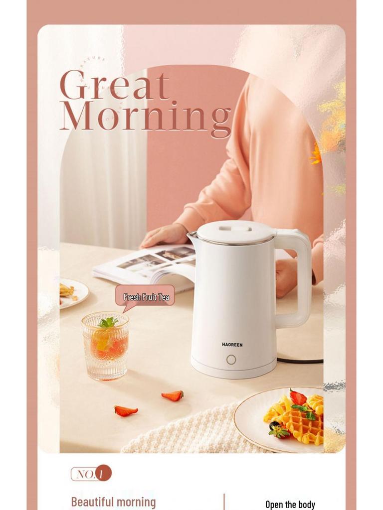 Kompakt elektrisk vattenkokare för hemmet och studentrum: Isolerad, Snabbuppvärmning, Automatisk, Bärbar för Te & Matlagning.