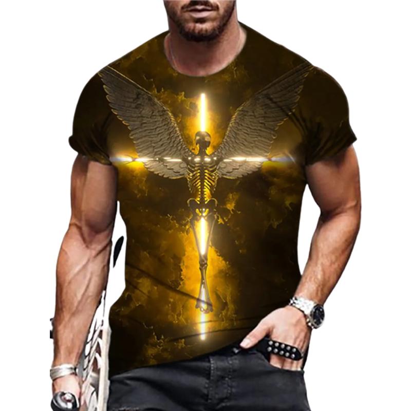 Новая летняя мужская модная футболка, красная мужская футболка в форме линга с принтом, топ XS золотой