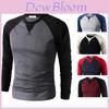 T-shirt da uomo a manica lunga raglan con scollo rotondo, vestibilità slim, qualità premium, per comfort casual