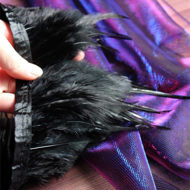 Black Chicken Feathers Trim Fringe Fabric DIY Feather Ribbon Sewing Crafts for Festival Party Clothing Creative Decoration