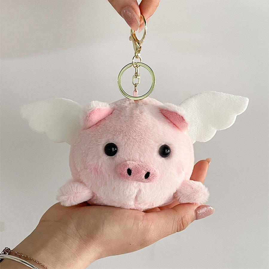 Niedliches Seil Schwanzwedeln Niedliches Haustier Tier Plüschpuppe Kreative Flügel Engel Fliegendes Schwein Puppe Geschenk
