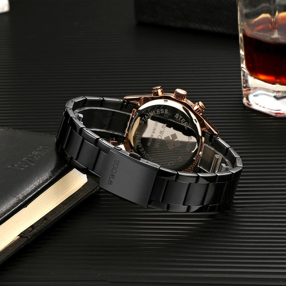 WWOOR Luxury Military Watch for Men Waterproof Luminous Date Chronograph Man Watch Sport Quartz Stainless Steel Men's Watches