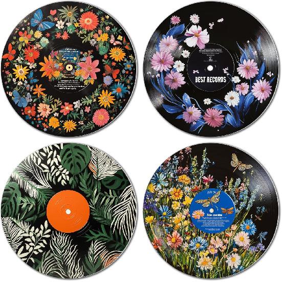 TracyArt Hippie Decor, Posters for Room Aesthetic - Botanical Wall Art, Record Decor, 4 Pcs 12"
