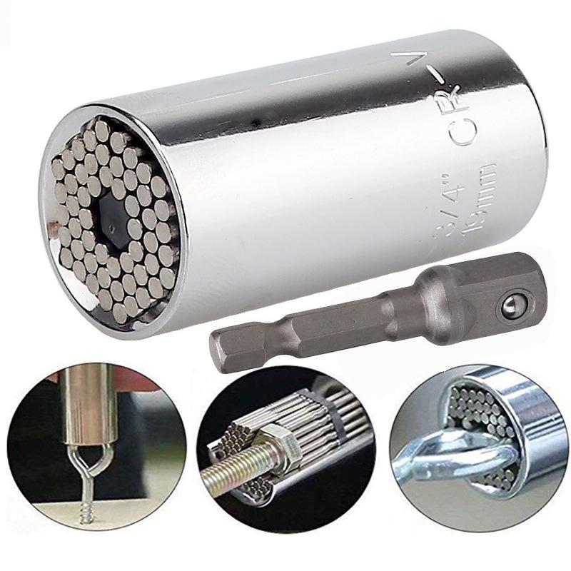 Universal 7-19mm Socket Wrench, Chrome Vanadium Steel, Metric/Imperial, Chrome Plated, Multifunctional Tool