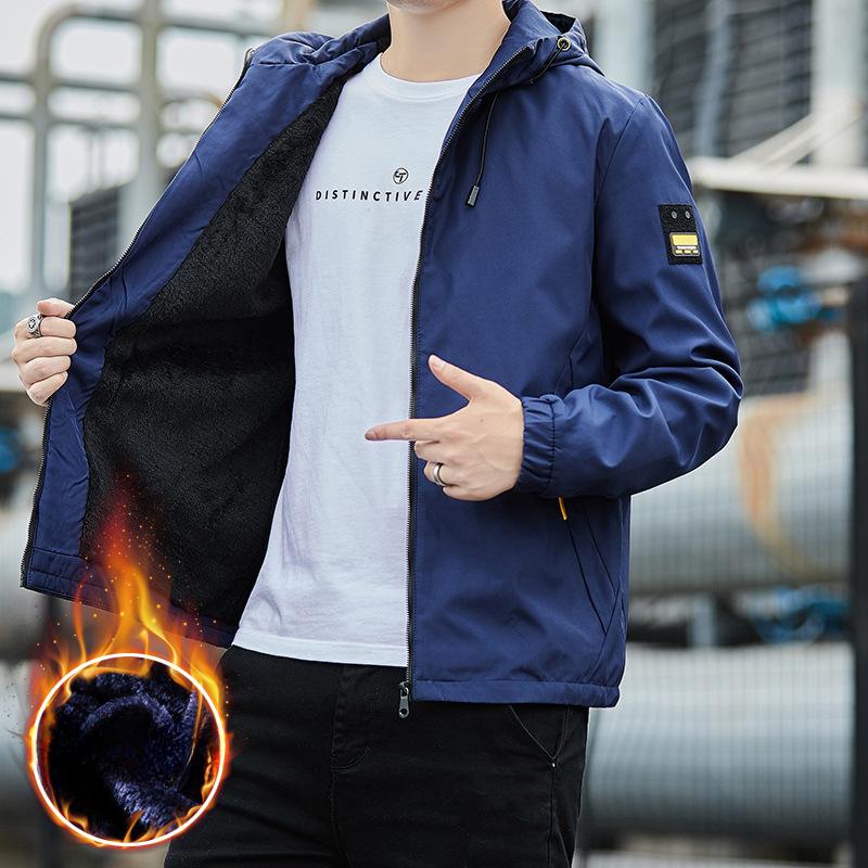 Men's Jacket Autumn and Winter Thickened Velvet Brand Trendy Handsome Casual Tops Young Men's Clothing