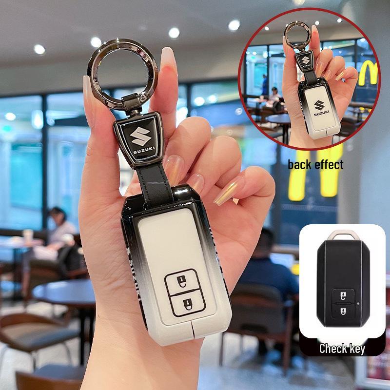 Metal Leather Keychain Shell for Suzuki Hustler, XL7, Solio, Mini Cars