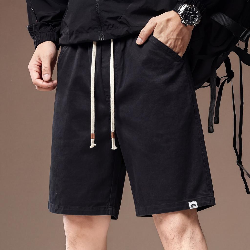 High-end American skin-friendly and breathable casual pure cotton five-point pants men's summer thin straight versatile trend shorts