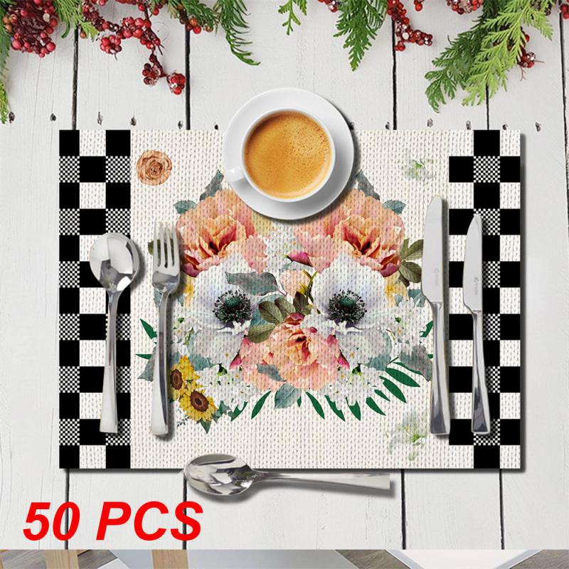 10~50PCS Printed Placemat Wear-resistant And Scratch-resistant Durable Cozy Kitchen Decoration Insulated Placemat Clear Pattern