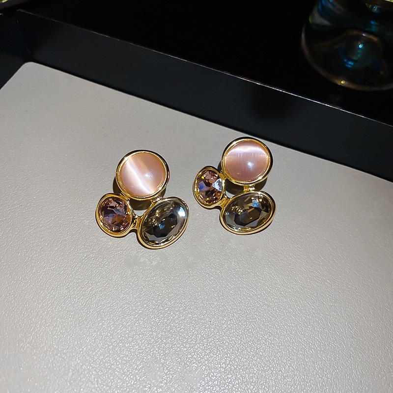 Silver Needle Pink Butterfly Zircon Cutout Stud Earrings - High-End Luxury Fashion Jewelry