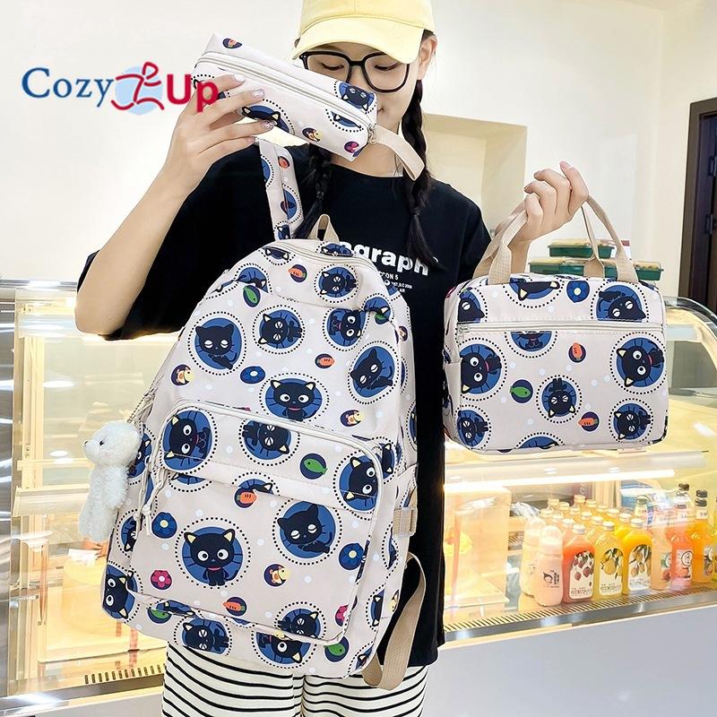 Cute Cat Backpack 3-piece Large-capacity Cartoon Travel Backpack