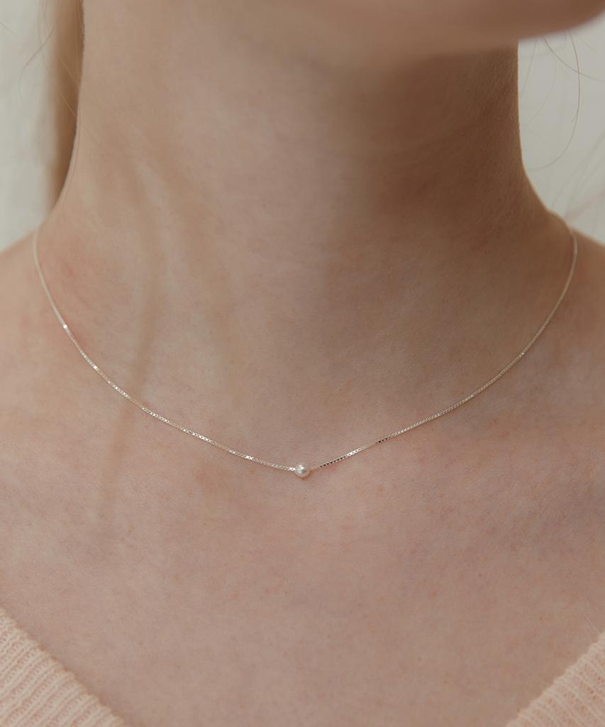 Tatiana (Silver 925) Only Pearl Box Chain Necklace Nz2165