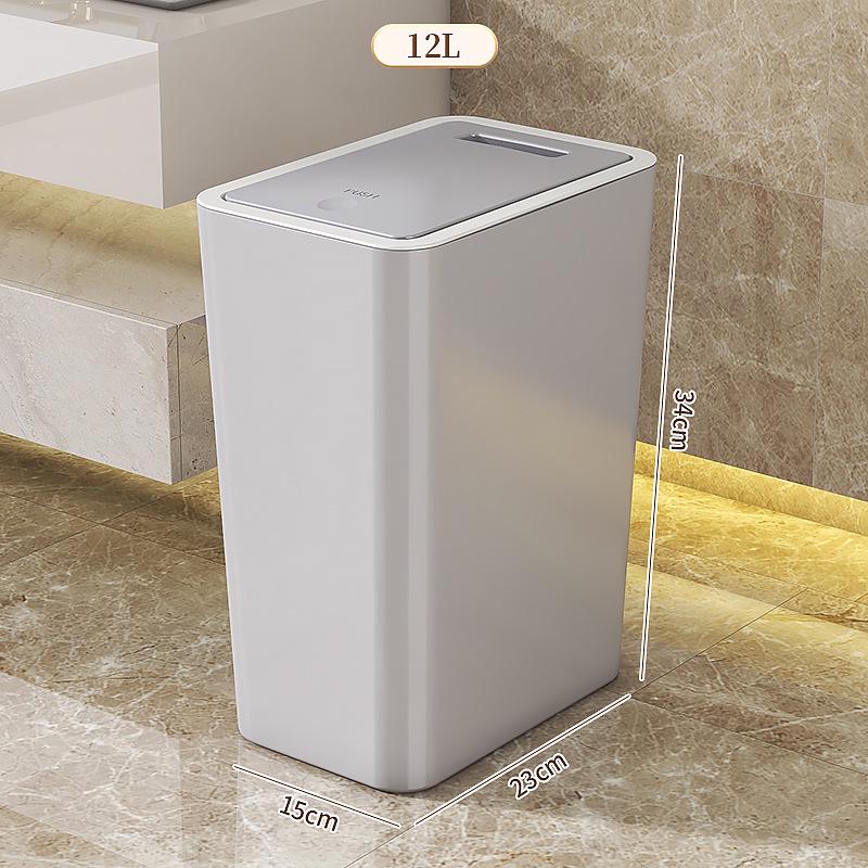 High-End Odor-Proof Plastic Trash Can with Lid for Kitchen, Bathroom, or Living Room - Large Capacity