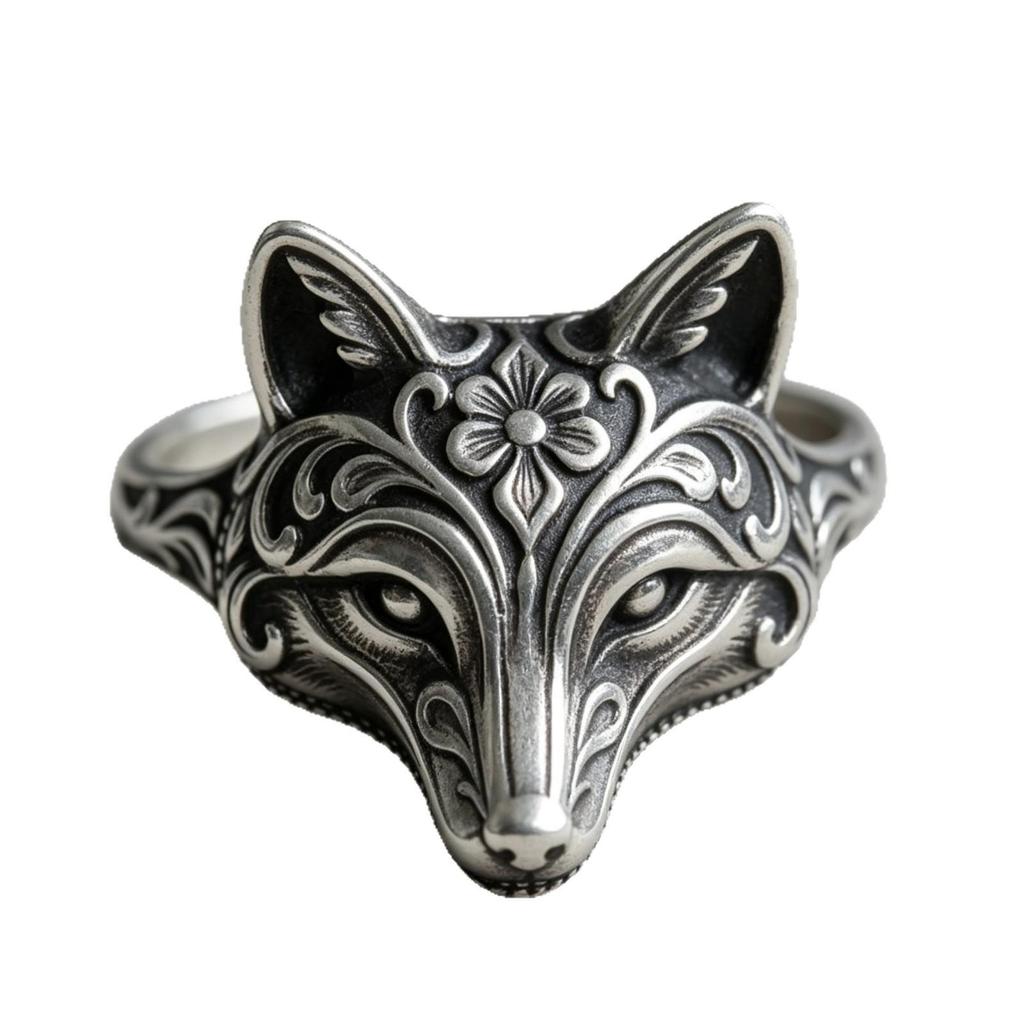 2026 Fox-Wolf Carved Ring: Animal-Shaped Alloy Ornament with Elegant Lines