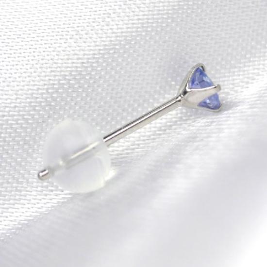 Pt900 Platinum 3mm Stud Earrings with December Birthstone Tanzanite (Pair)