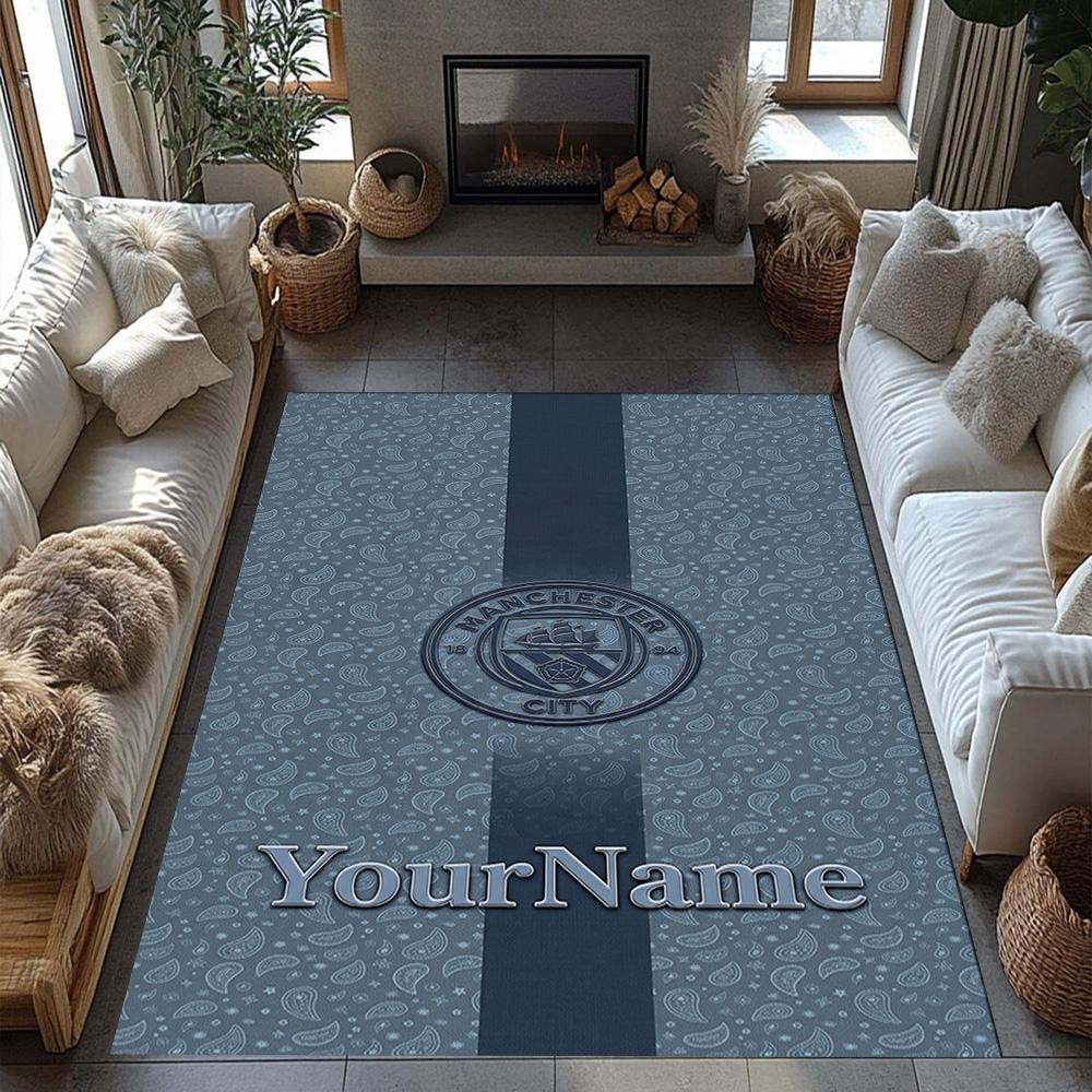 Manchester City Customize Your Name Carpet Design for Dormitory Hallway Study room Balcony Anti-slip Rug Office home decor Gift for Festivals