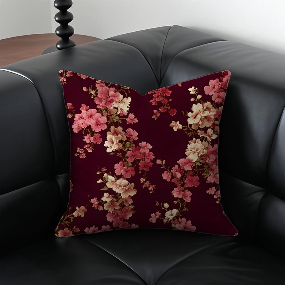 Niche Fresh Print Pillow Art Style Decor Cushion Cover Pillow Case Anti-Dustmite Invisible Zipper Silky Plush Cushion